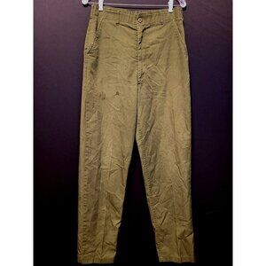 Vintage Green Utility Trouser US Navy Uniform Pants 32x33 Name Tape Worn Spots